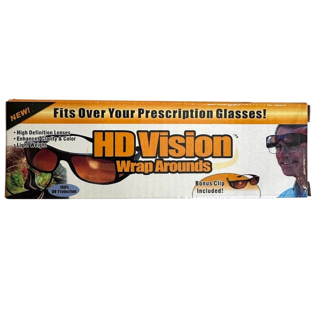 HD Vision Wrap Arounds Fits Over‎ Prescription Glasses Bonus Clip New